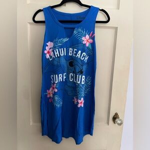 Disney Lilo & Stitch "Lahui Beach Surf Club" long tank Swim Cover Up Dress